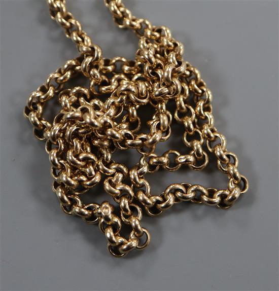 A 9ct gold belcher link chain, 50cm.